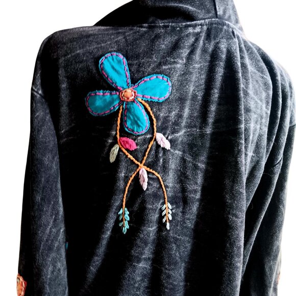 XL Vintage Hooded Hoody Rising International Nepal Jacket Embroidery Bohemian - Picture 4 of 7